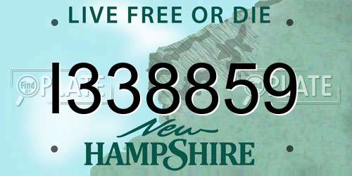 I338859 New Hampshire License Plate