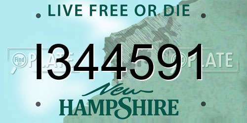 I344591 New Hampshire License Plate