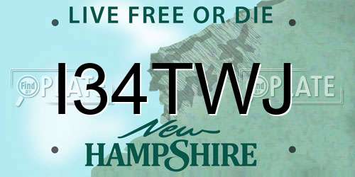 I34TWJ New Hampshire License Plate