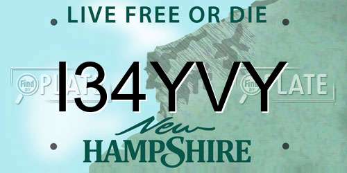 I34YVY New Hampshire License Plate