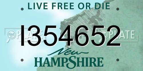 I354652 New Hampshire License Plate