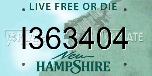 I363404 New Hampshire License Plate