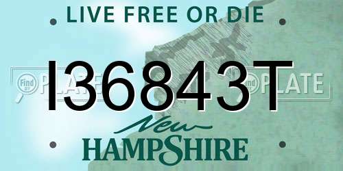 I36843T New Hampshire License Plate