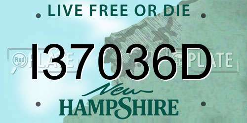 I37036D New Hampshire License Plate