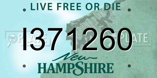 I371260 New Hampshire License Plate