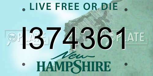 I374361 New Hampshire License Plate