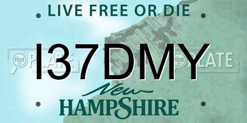 I37DMY New Hampshire License Plate