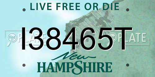I38465T New Hampshire License Plate