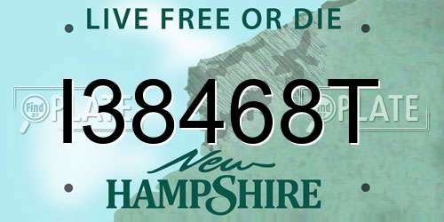 I38468T New Hampshire License Plate