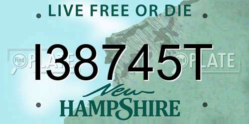 I38745T New Hampshire License Plate