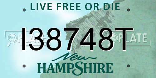 I38748T New Hampshire License Plate