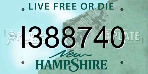 I388740 New Hampshire License Plate
