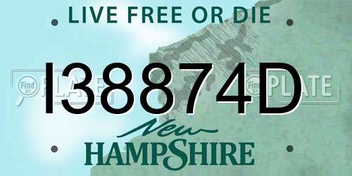 I38874D New Hampshire License Plate