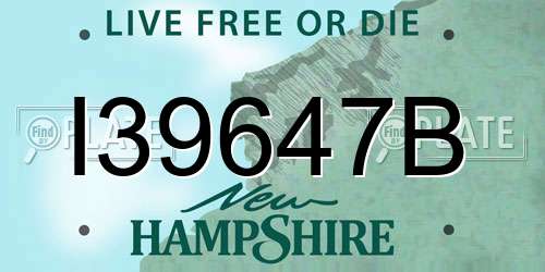 I39647B New Hampshire License Plate