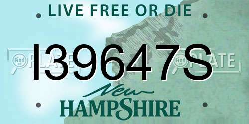 I39647S New Hampshire License Plate