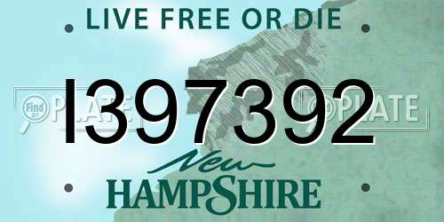 I397392 New Hampshire License Plate