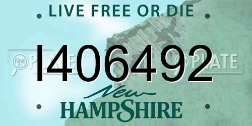 I406492 New Hampshire License Plate