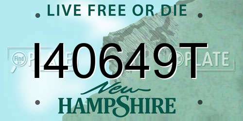 I40649T New Hampshire License Plate