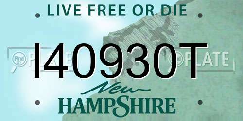 I40930T New Hampshire License Plate