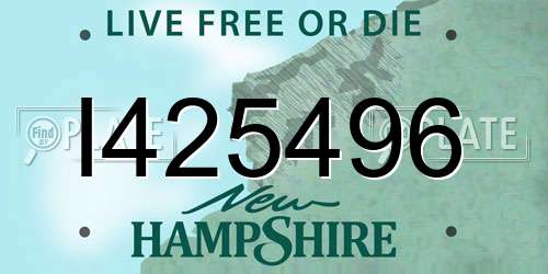 I425496 New Hampshire License Plate