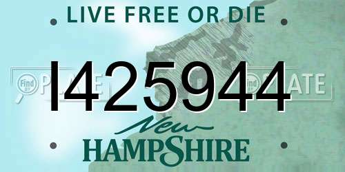 I425944 New Hampshire License Plate