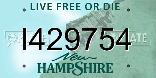 I429754 New Hampshire License Plate