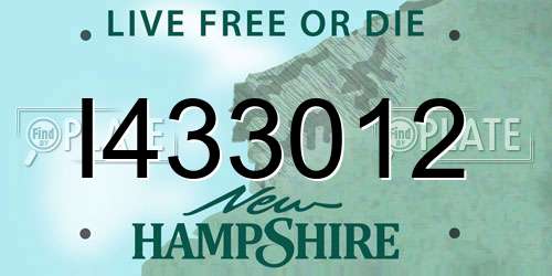 I433012 New Hampshire License Plate