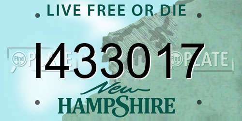 I433017 New Hampshire License Plate