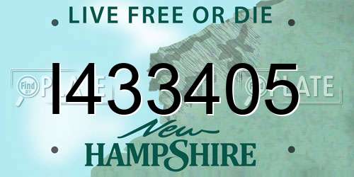 I433405 New Hampshire License Plate
