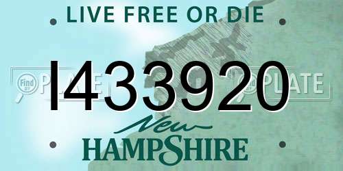 I433920 New Hampshire License Plate