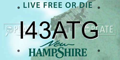 I43ATG New Hampshire License Plate