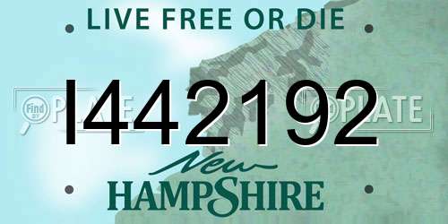 I442192 New Hampshire License Plate