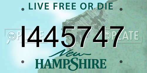 I445747 New Hampshire License Plate