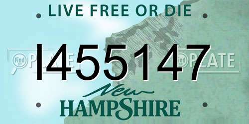 I455147 New Hampshire License Plate
