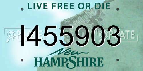 I455903 New Hampshire License Plate