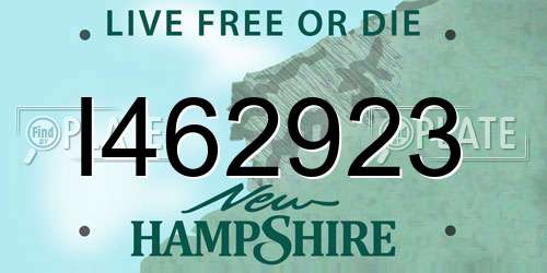 I462923 New Hampshire License Plate