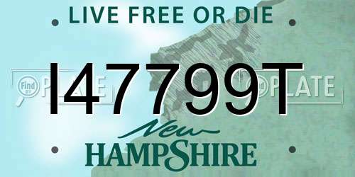 I47799T New Hampshire License Plate