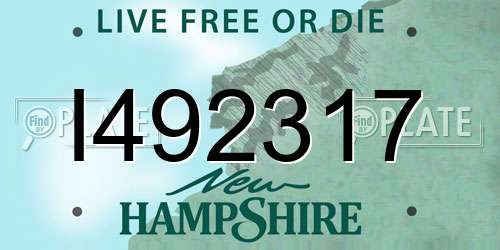 I492317 New Hampshire License Plate