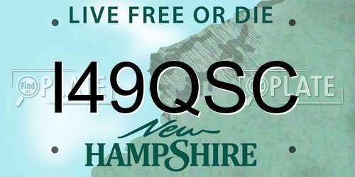I49QSC New Hampshire License Plate