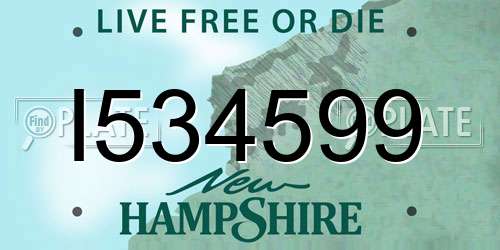 I534599 New Hampshire License Plate