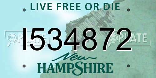 I534872 New Hampshire License Plate