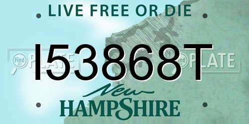 I53868T New Hampshire License Plate