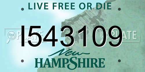 I543109 New Hampshire License Plate