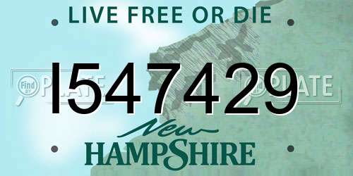 I547429 New Hampshire License Plate