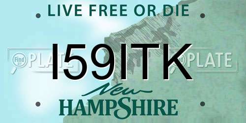 I59ITK New Hampshire License Plate