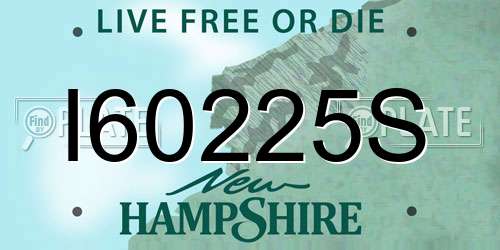 I60225S New Hampshire License Plate