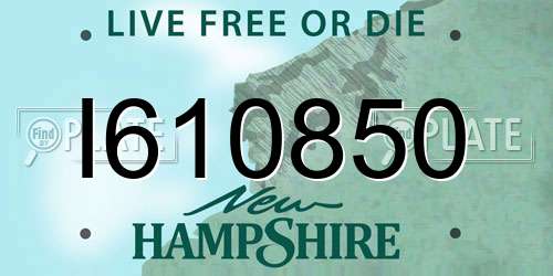 I610850 New Hampshire License Plate