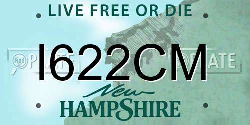 I622CM New Hampshire License Plate