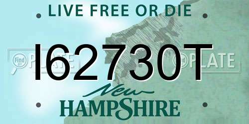 I62730T New Hampshire License Plate