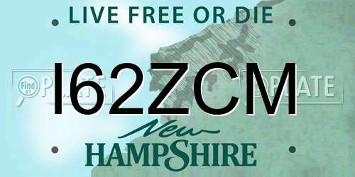 I62ZCM New Hampshire License Plate